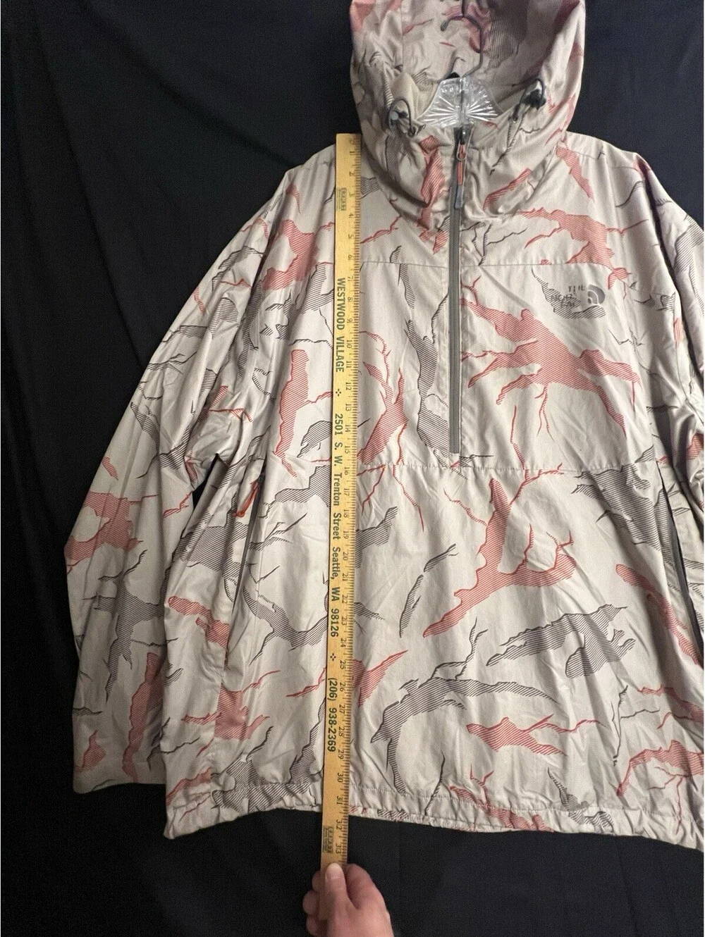 The North Face Jacket Mens 2XL Brown Red Camo Hooded 1/2 Zip Pullover Anorak
